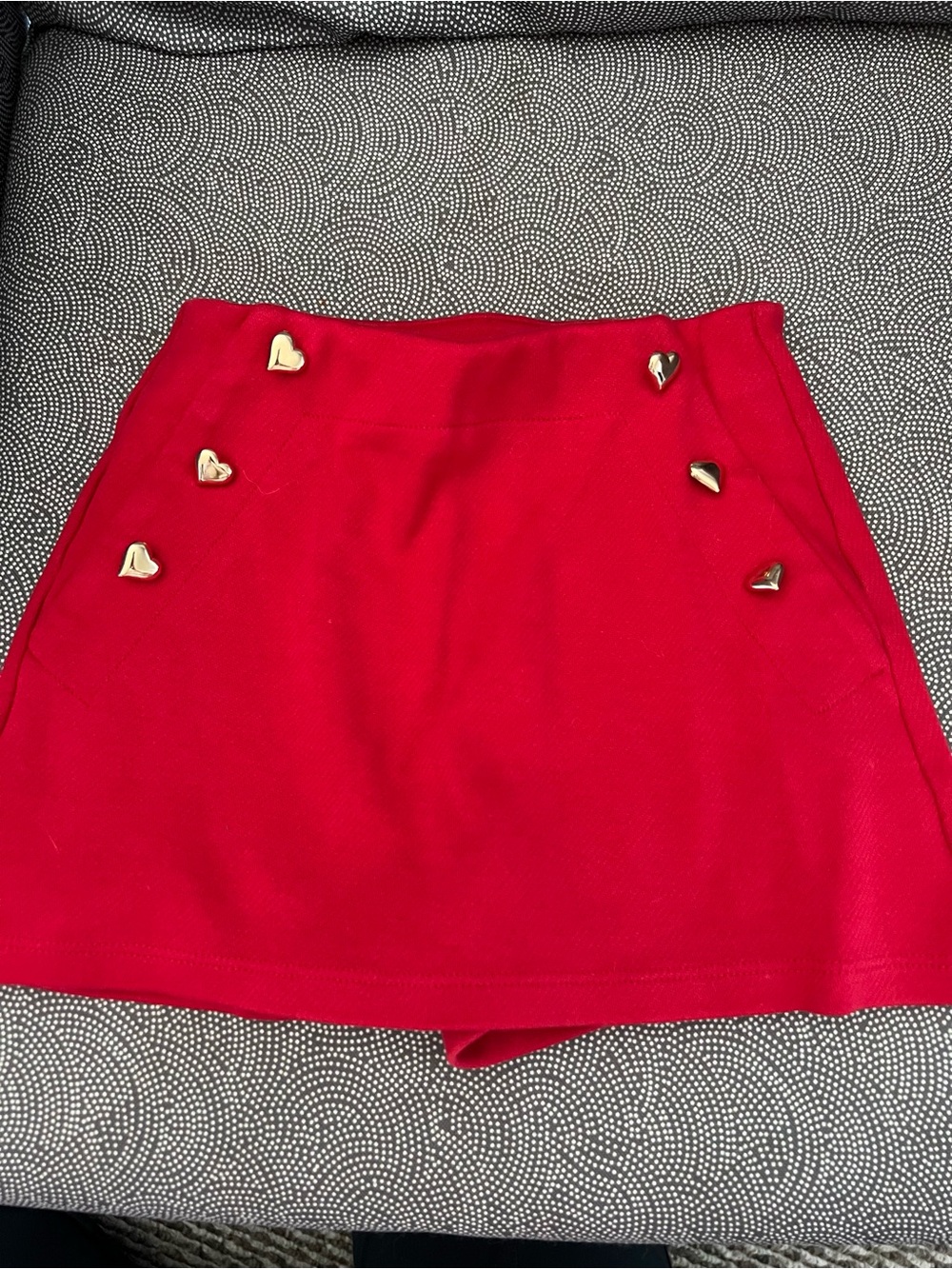 Old Navy Bright Red Skort with Gold Heart Accents